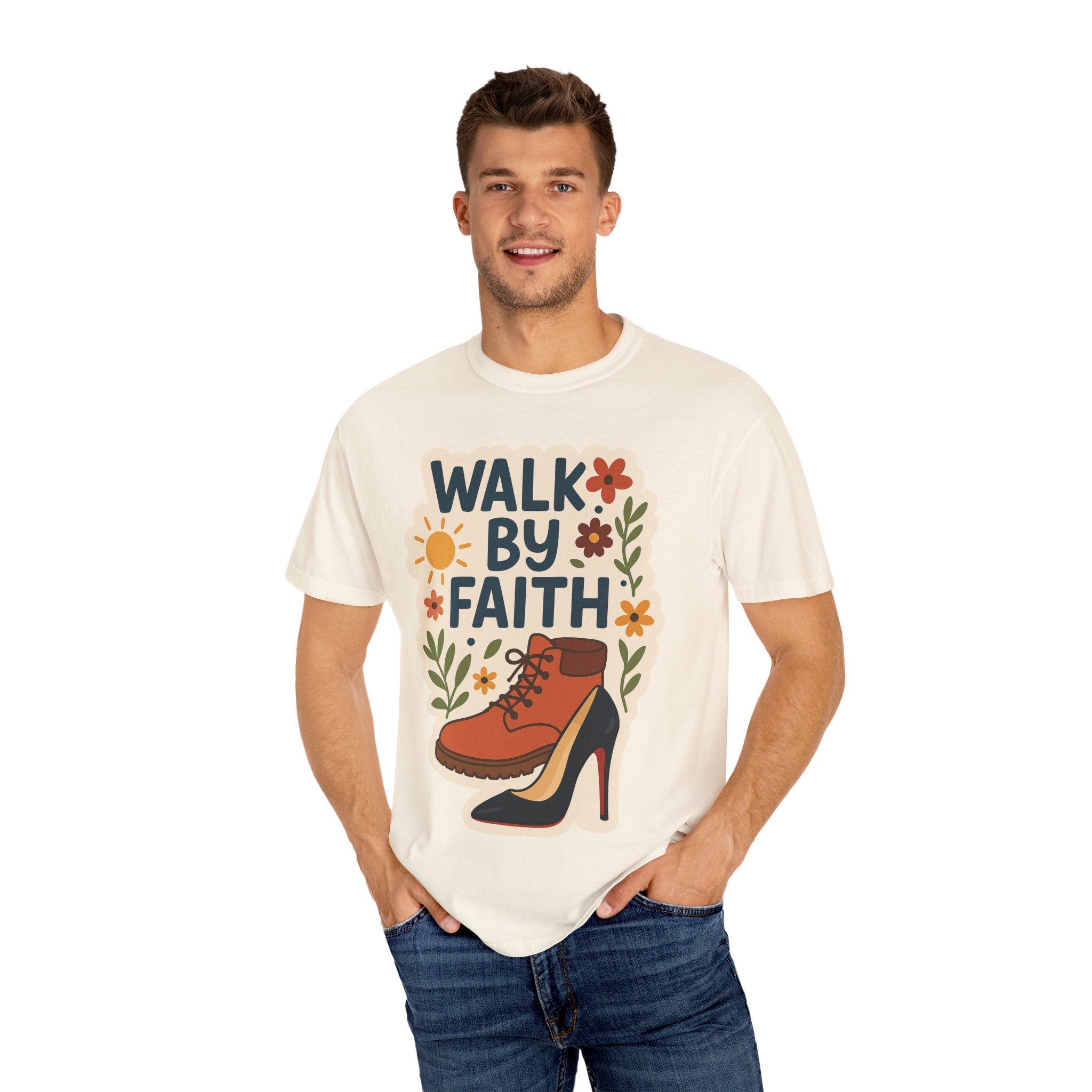 Walk By Faith T-Shirt - Unisex Garment-Dyed Tee for Fashionable Comfort