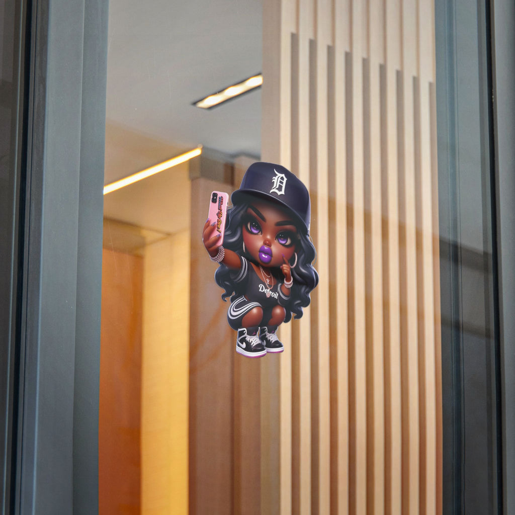 Trendy Die-Cut Stickers - Bold Detroit Selfie Design