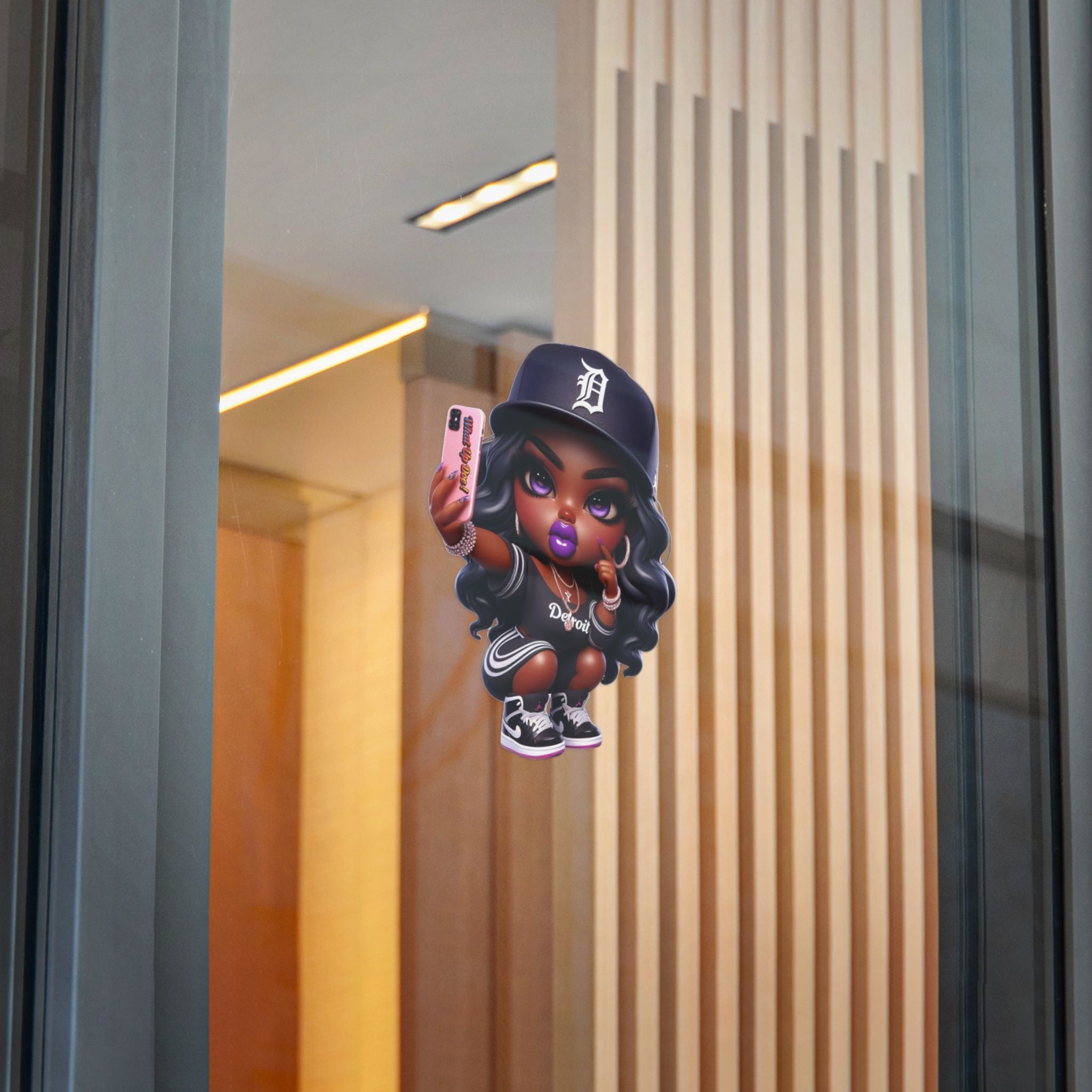 Trendy Die-Cut Stickers - Bold Detroit Selfie Design