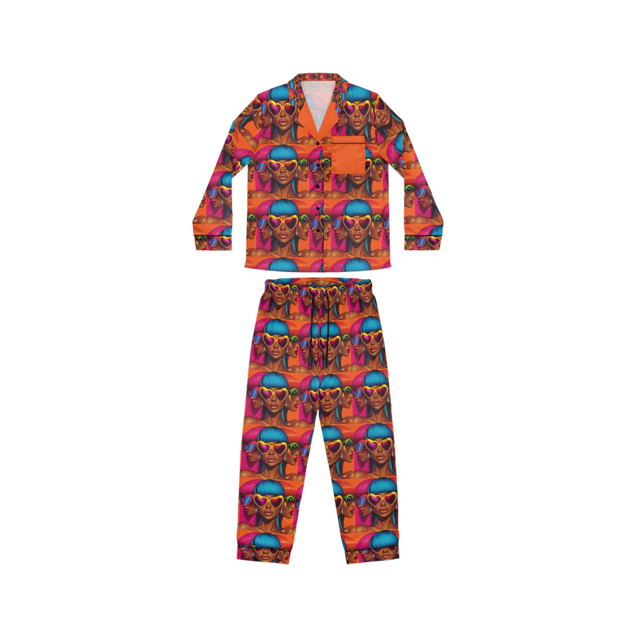 Vibe Vibrant Women's Satin Pajamas - Bold Print for Stylish Relaxation