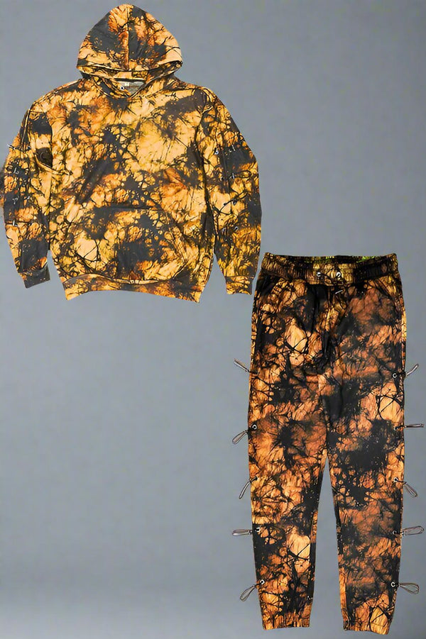 TYE DYE SLEEVE TOGGLE HOODIE AND SWEAT SET - ShopEbonyMonique