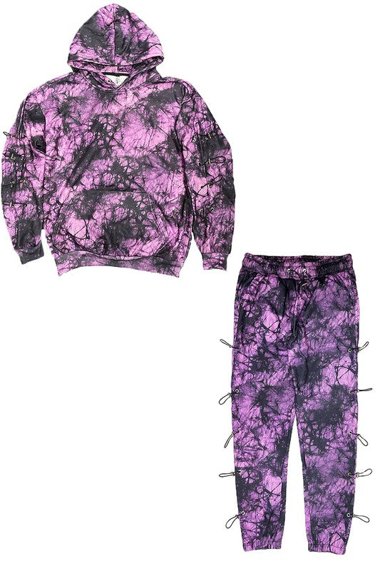 TYE DYE SLEEVE TOGGLE HOODIE AND SWEAT SET - ShopEbonyMonique