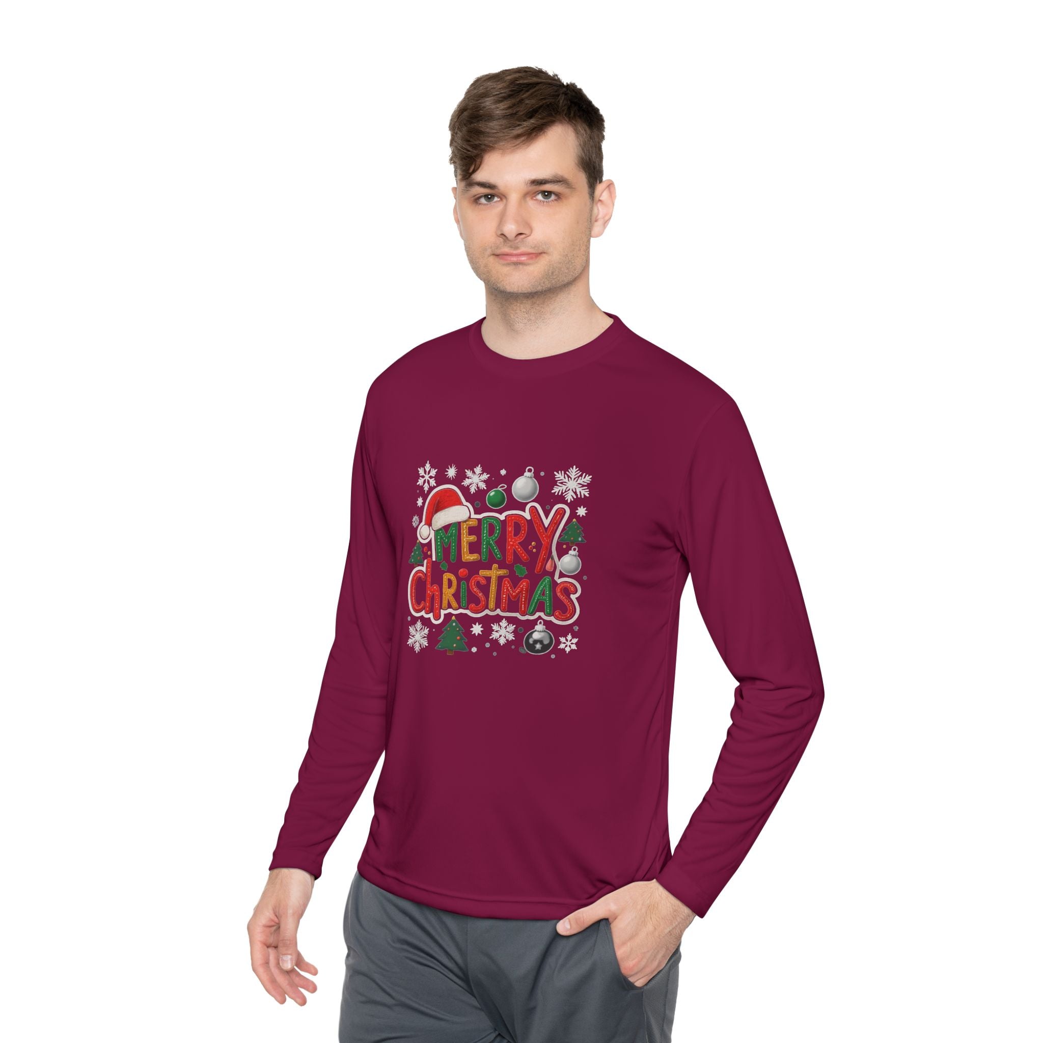 Merry Christmas Long Sleeve Tee — Festive Holiday Graphic Shirt