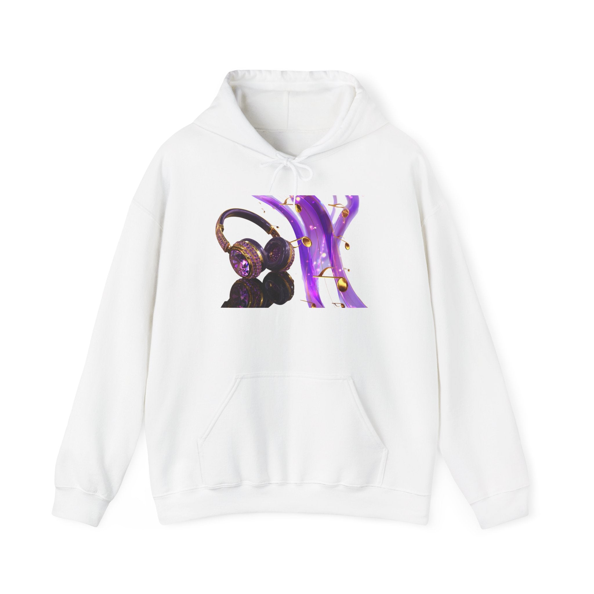 Galaxy Music Letter X Hoodie — Purple Space Headphones Graphic Pullover