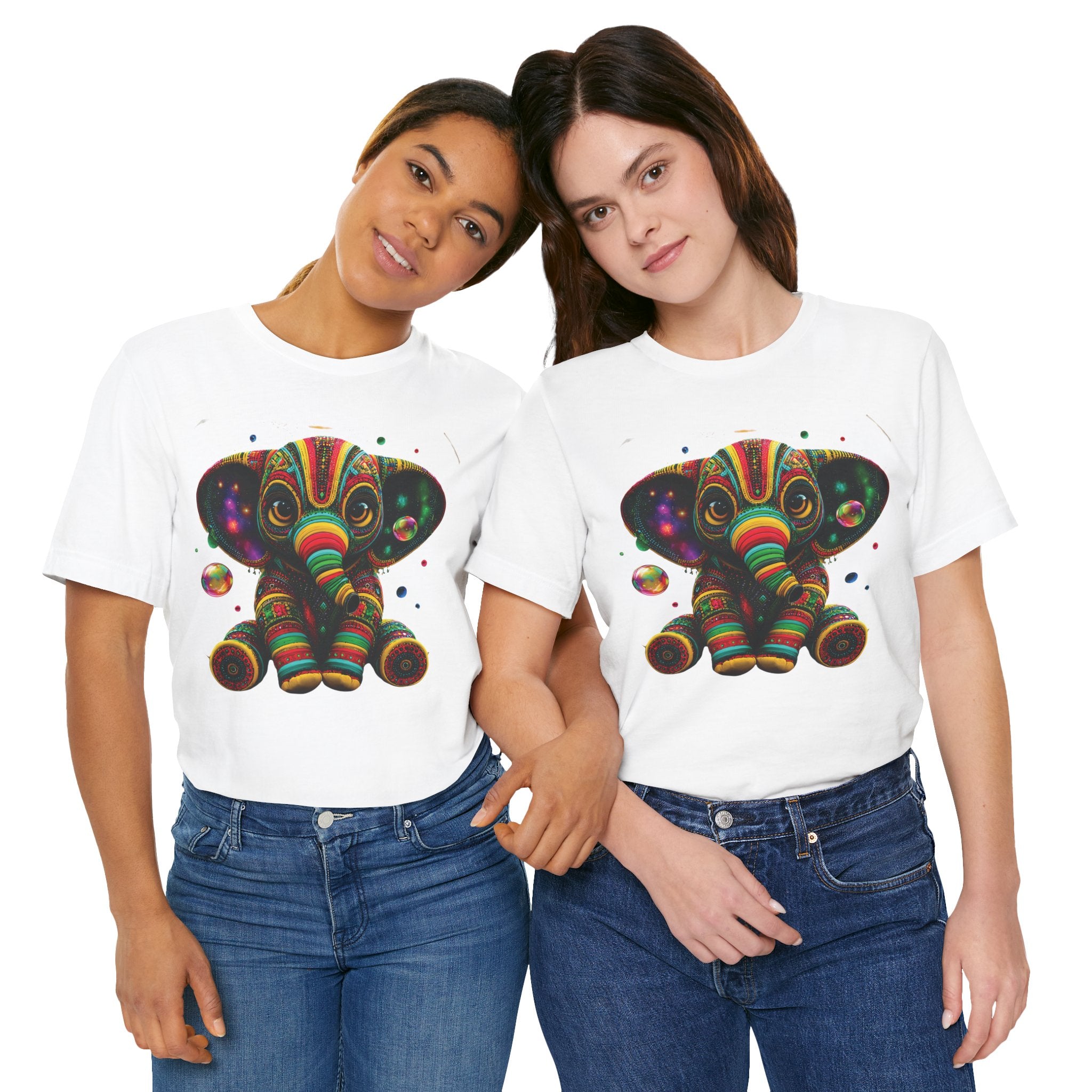 Colorful Psychedelic Elephant T-Shirt — Vibrant Tribal Baby Elephant Graphic Tee