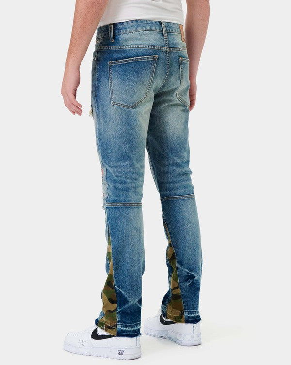 EM Heavy Rip & Repair Slim Straight Denim