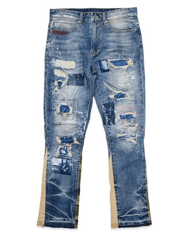 EM Heavy Rip & Repair Slim Straight Denim