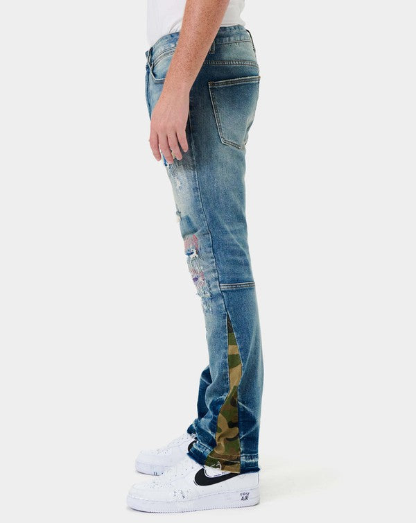 EM Heavy Rip & Repair Slim Straight Denim