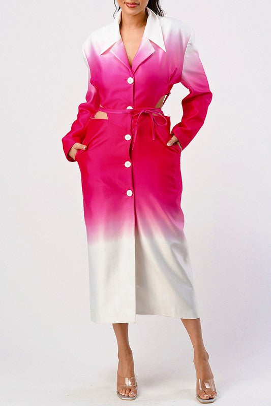 EM Color gradient spring trench coat