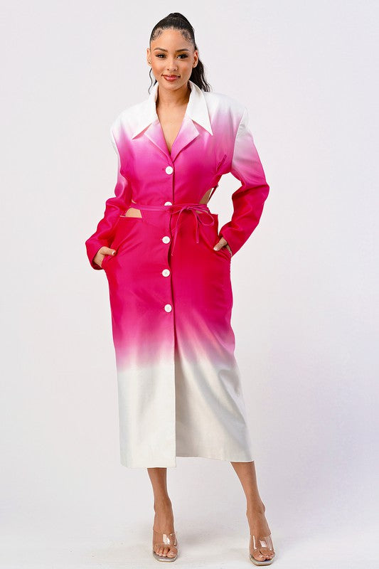 EM Color gradient spring trench coat