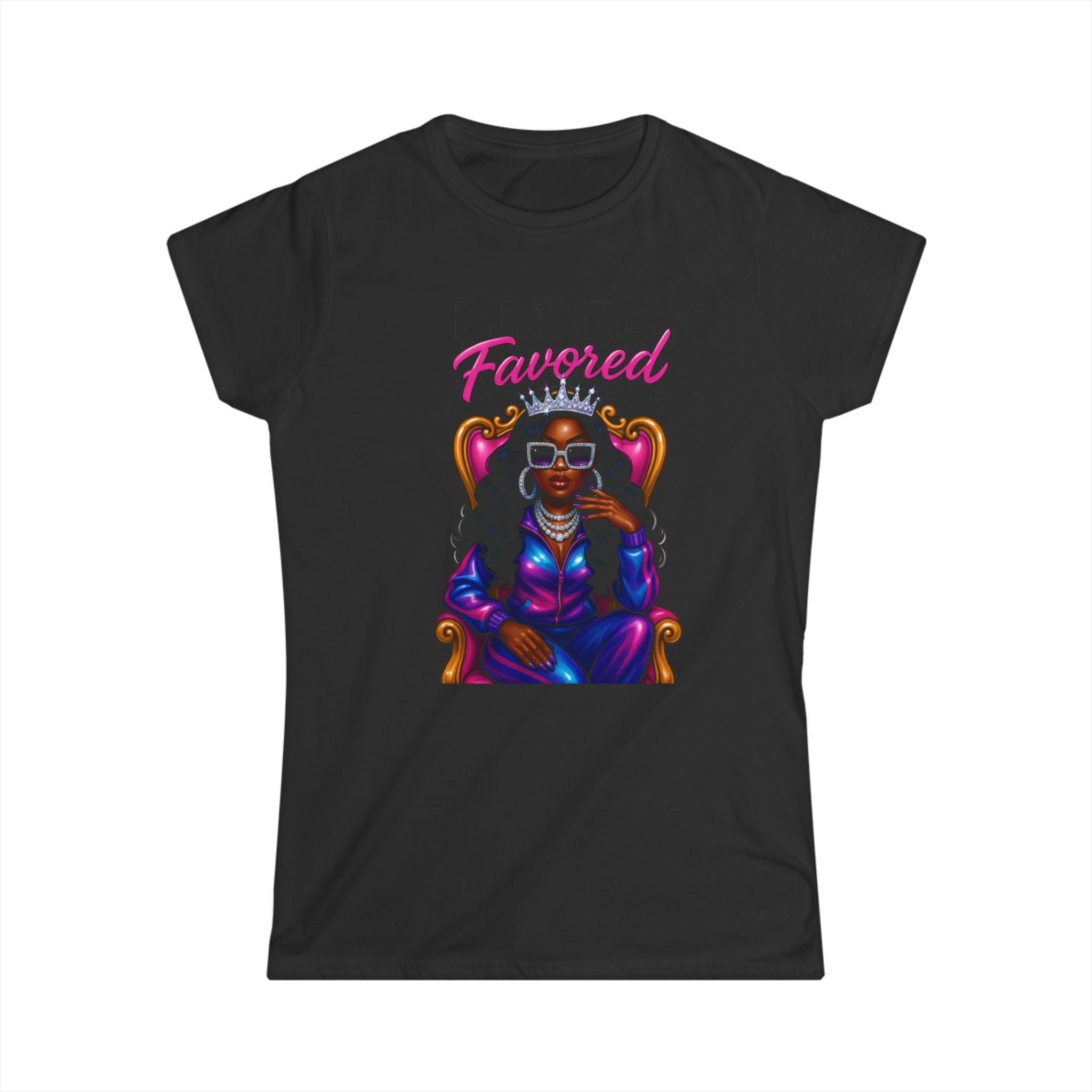 Divinely Favored Women's Softstyle Tee - Inspirational Graphic T-Shirt