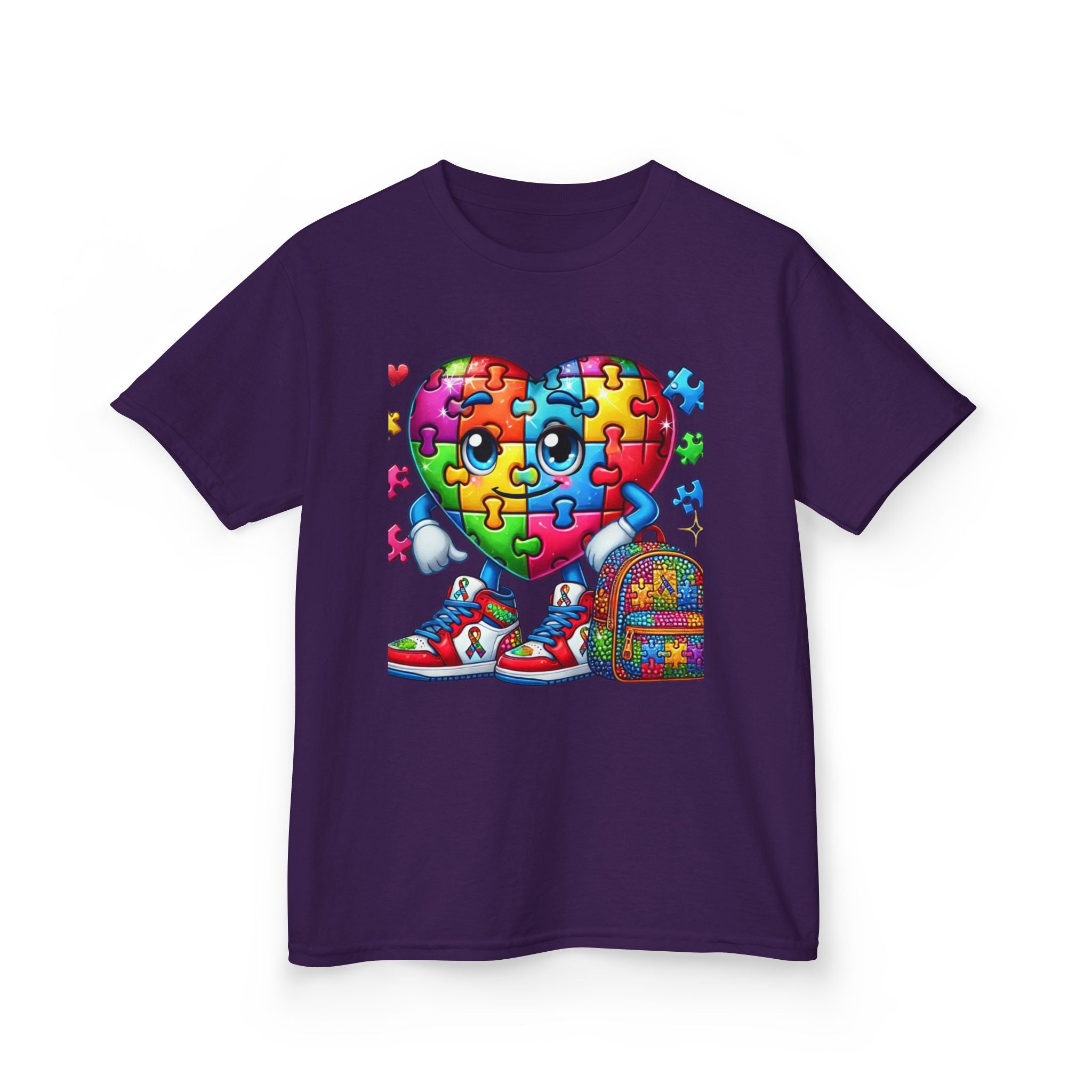 Colorful Puzzle Heart Kids Tee - Perfect for Back to School & Autism Awareness