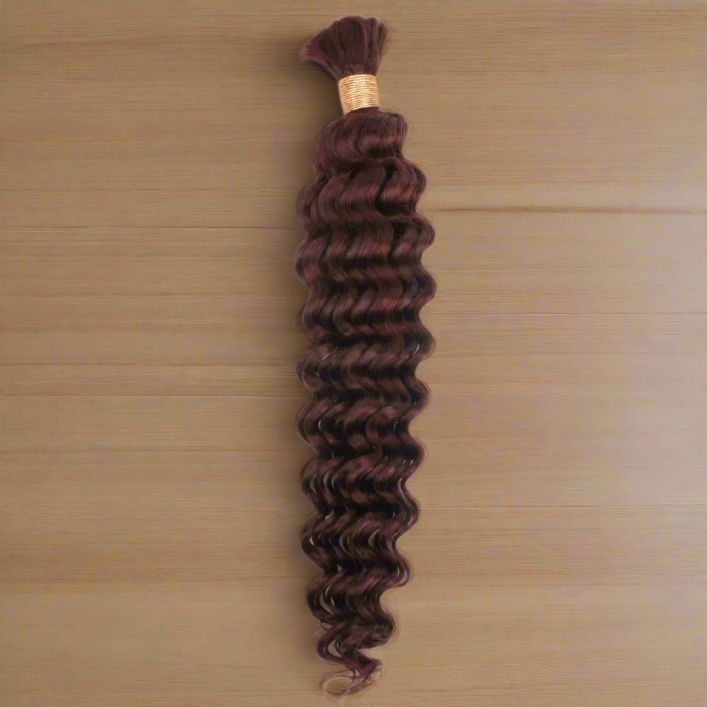 Burgundy Deep Wave Bulk Human Hair Extensions