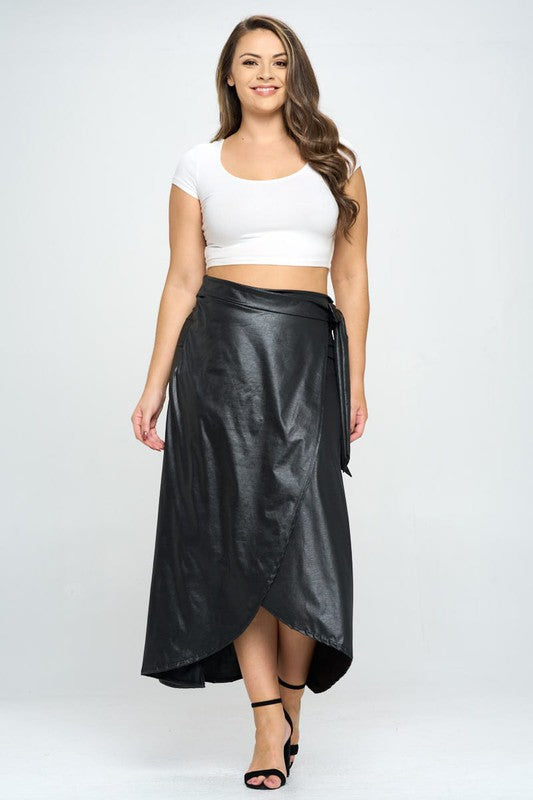 Plus Faux Leather Maxi Wrap Skirt - ShopEbonyMonique