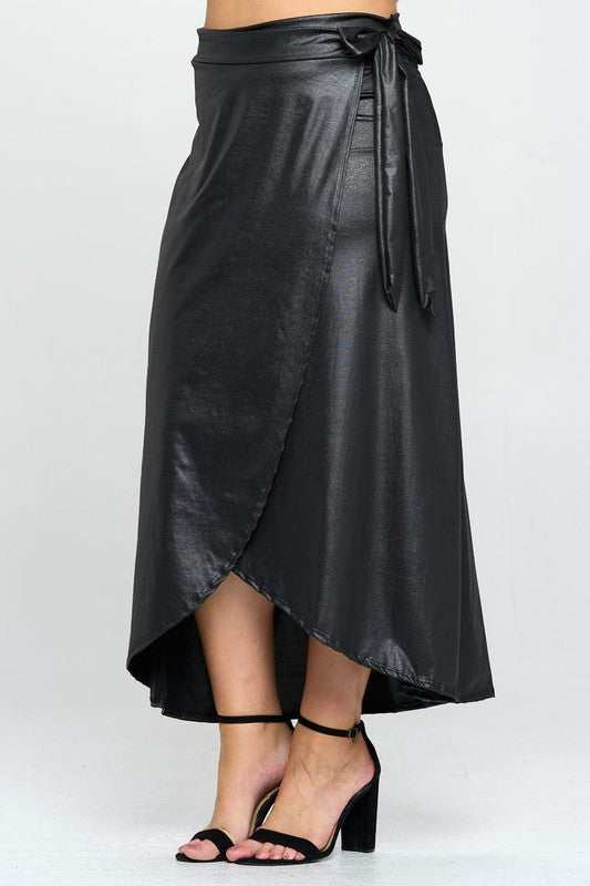 Plus Faux Leather Maxi Wrap Skirt - ShopEbonyMonique