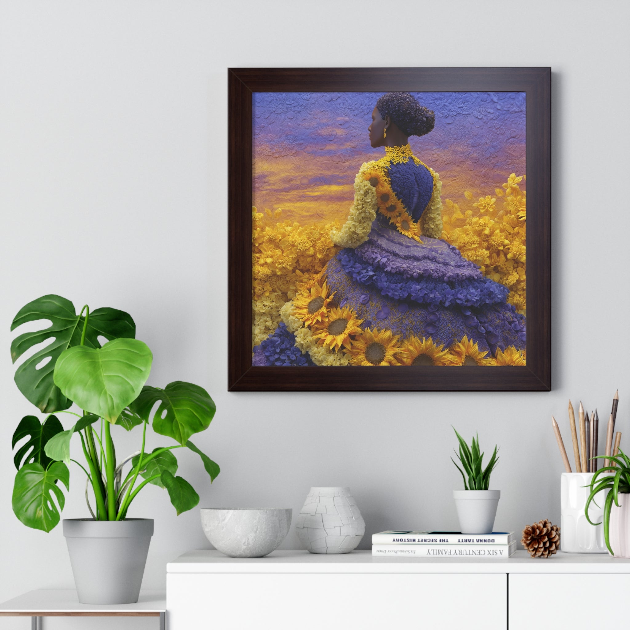 Sunflower Garden Inspiration Framed Poster, Floral Art, Home Decor, Gift for Flower Lovers, Wall Art, Unique Artwork