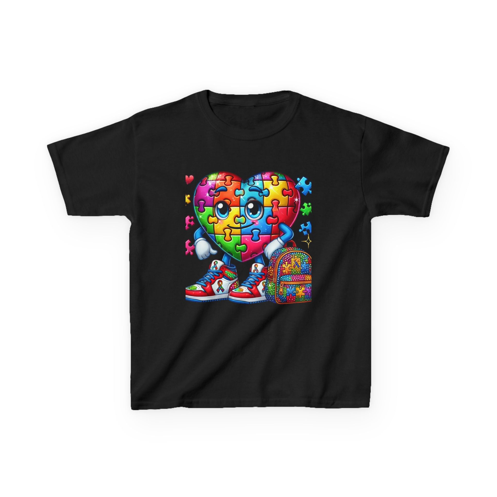 Colorful Puzzle Heart Kids Tee - Perfect for Back to School & Autism Awareness