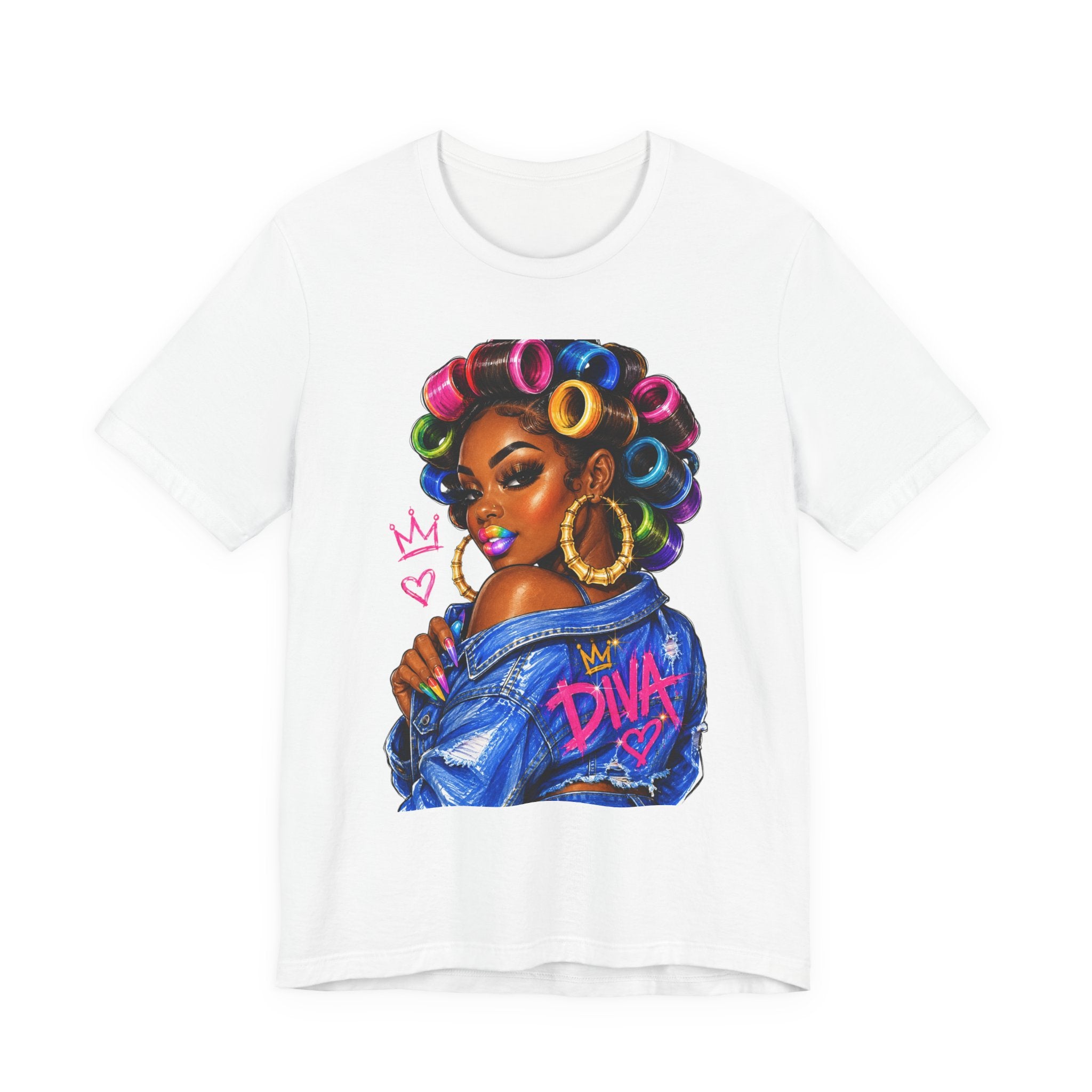 Diva Girl with Hair Rollers Graphic Tee – Bold Afrocentric Streetwear T-Shirt