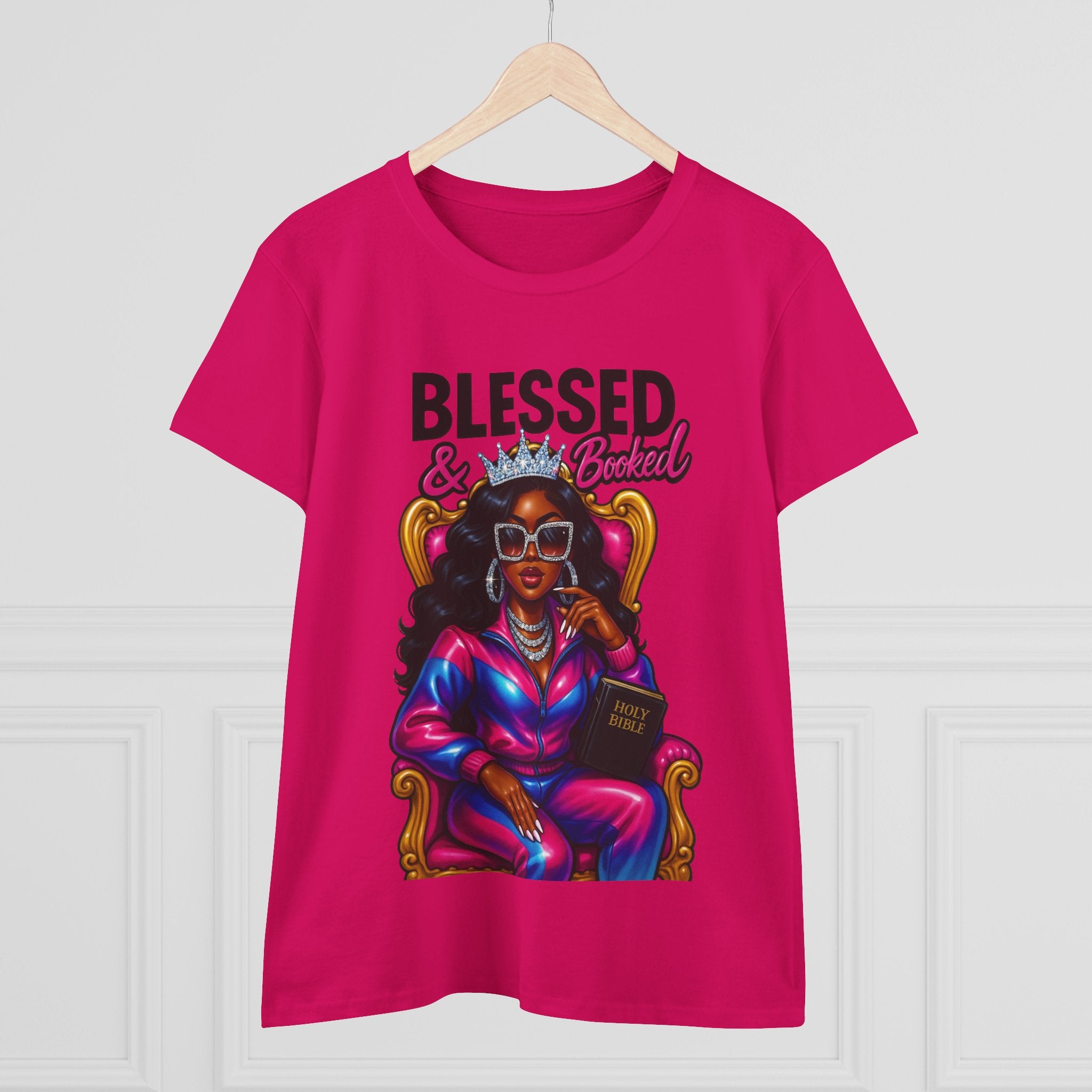 Blessed & Booked Women's Midweight Cotton Tee - Stylish Graphic Shirt for Readers