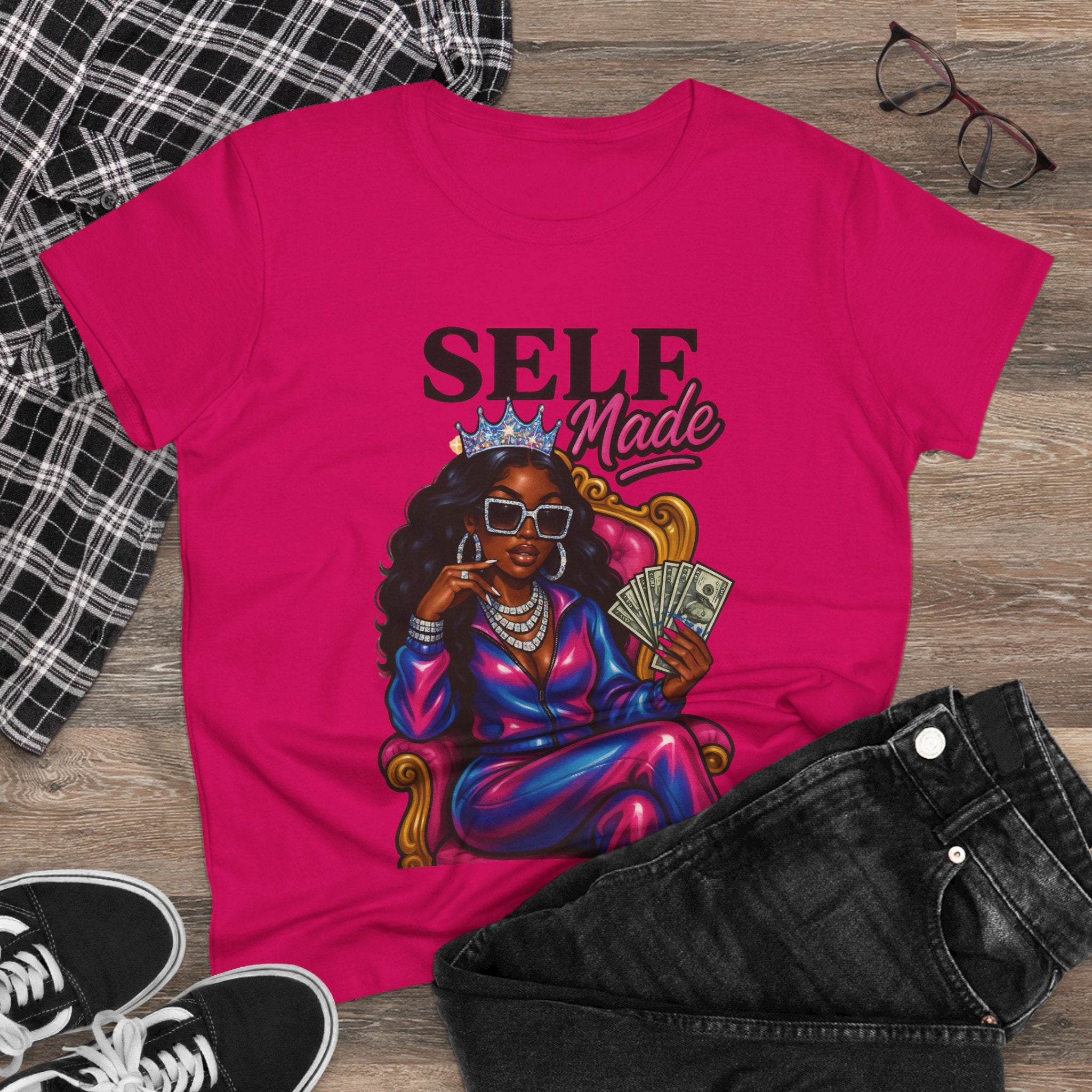 Self Made Women's Midweight Cotton Tee - Empowering Graphic Tee