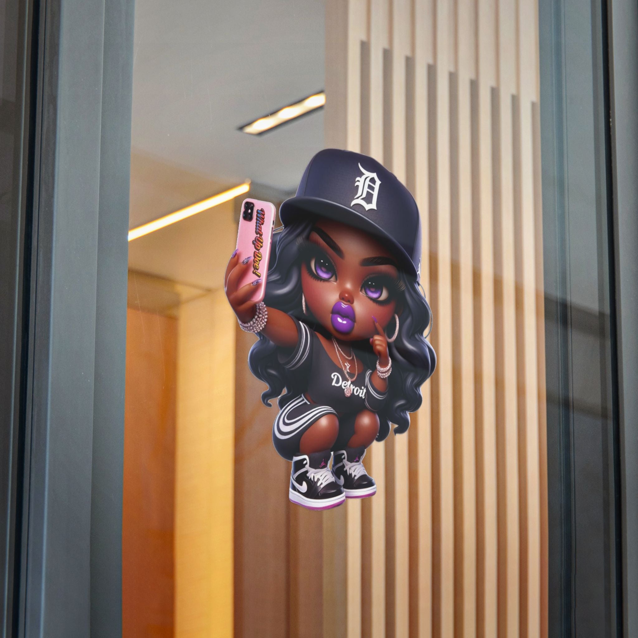 Trendy Die-Cut Stickers - Bold Detroit Selfie Design