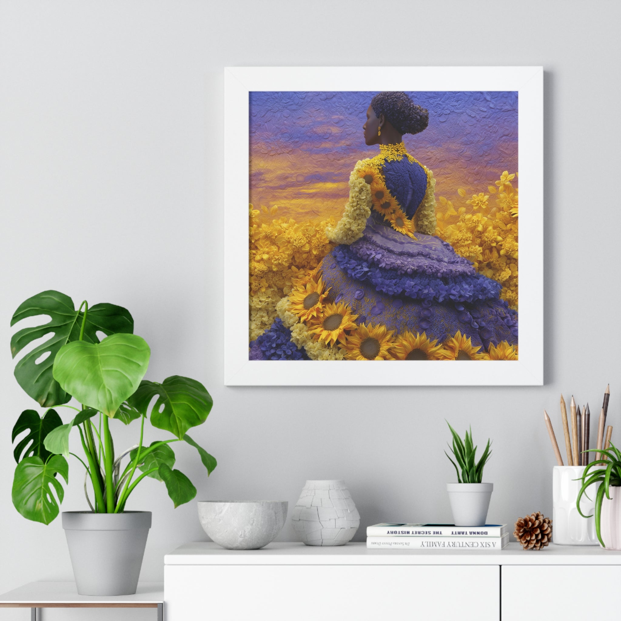 Sunflower Garden Inspiration Framed Poster, Floral Art, Home Decor, Gift for Flower Lovers, Wall Art, Unique Artwork