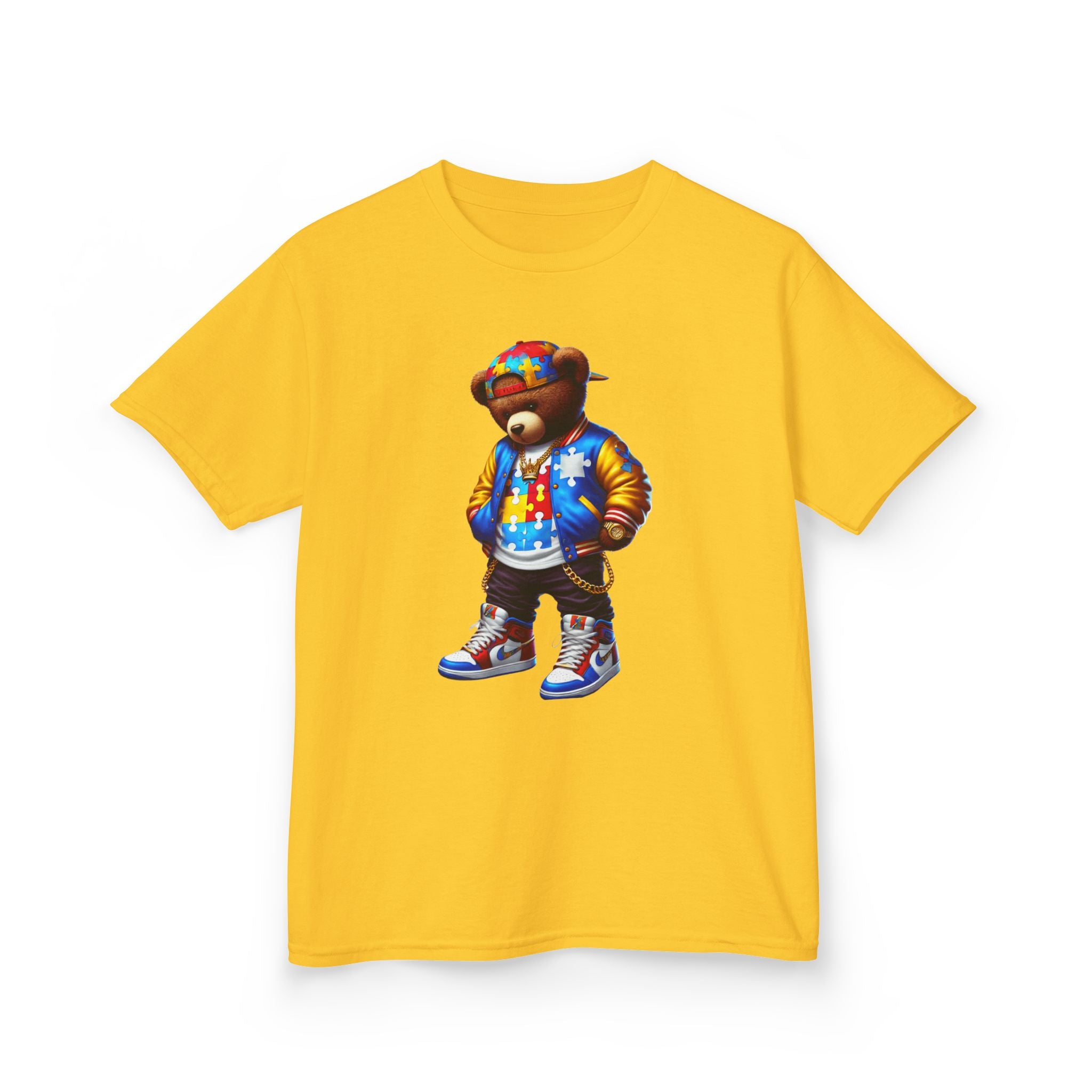 Cool Bear Autism Awareness Graphic Kids Tee - Colorful Streetwear Style