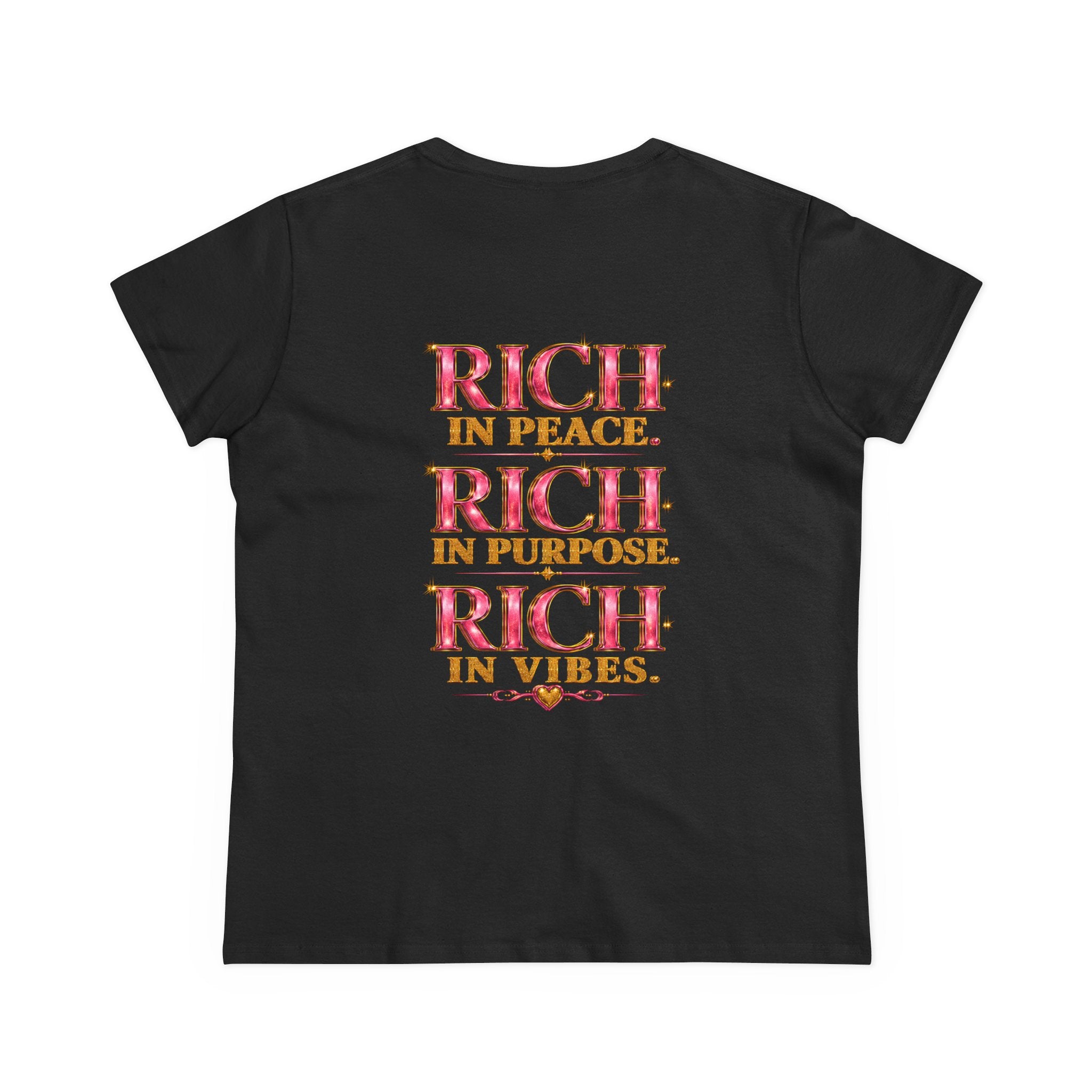 Rich Auntie Summer T-Shirt — "Rich in Peace, Purpose, Vibes" Women's Cotton Tee