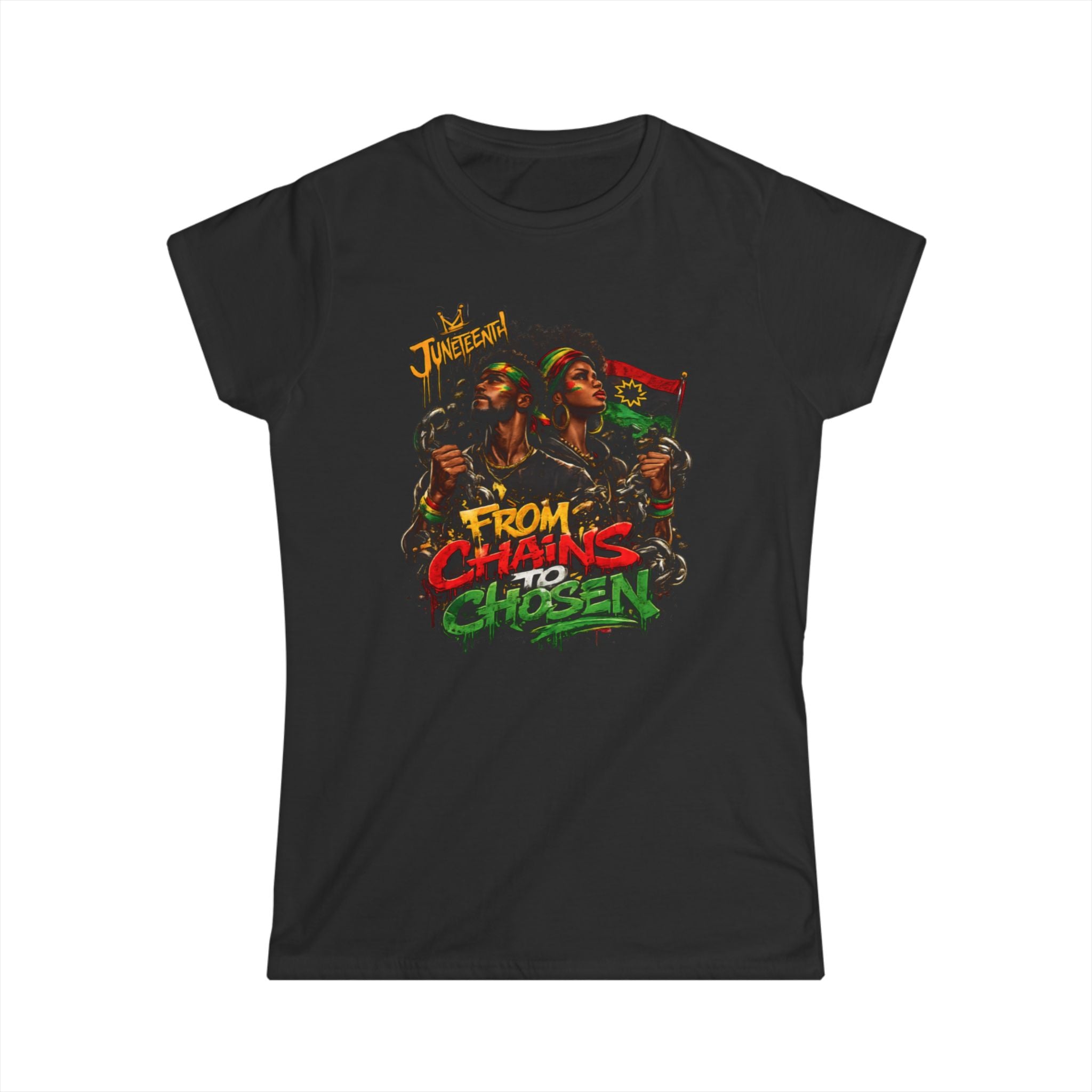 From Chains to Chosen Women's Tee — Pan-African Liberation Graphic Shirt