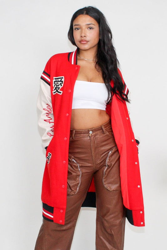 EM Long Fit Letterman Jacket - ShopEbonyMonique