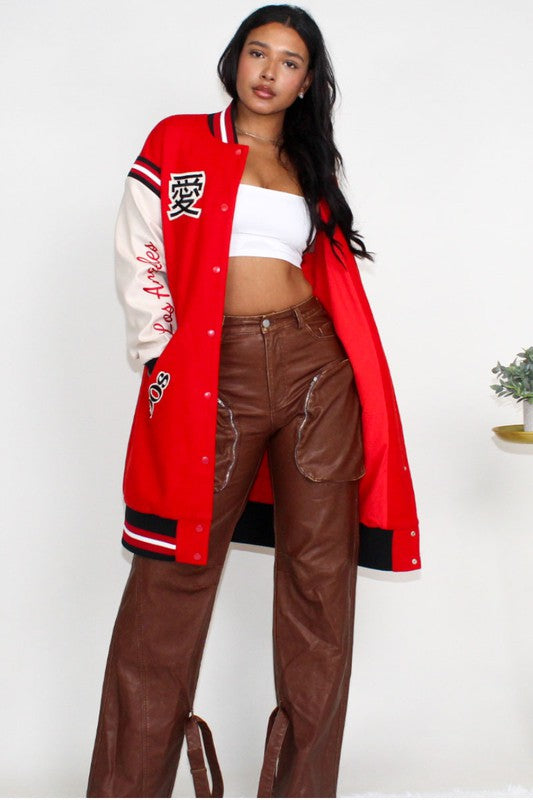 EM Long Fit Letterman Jacket - ShopEbonyMonique