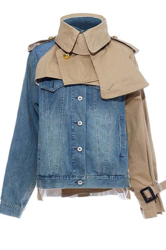 FAHION TWO TONE DENIM JACKET - ShopEbonyMonique