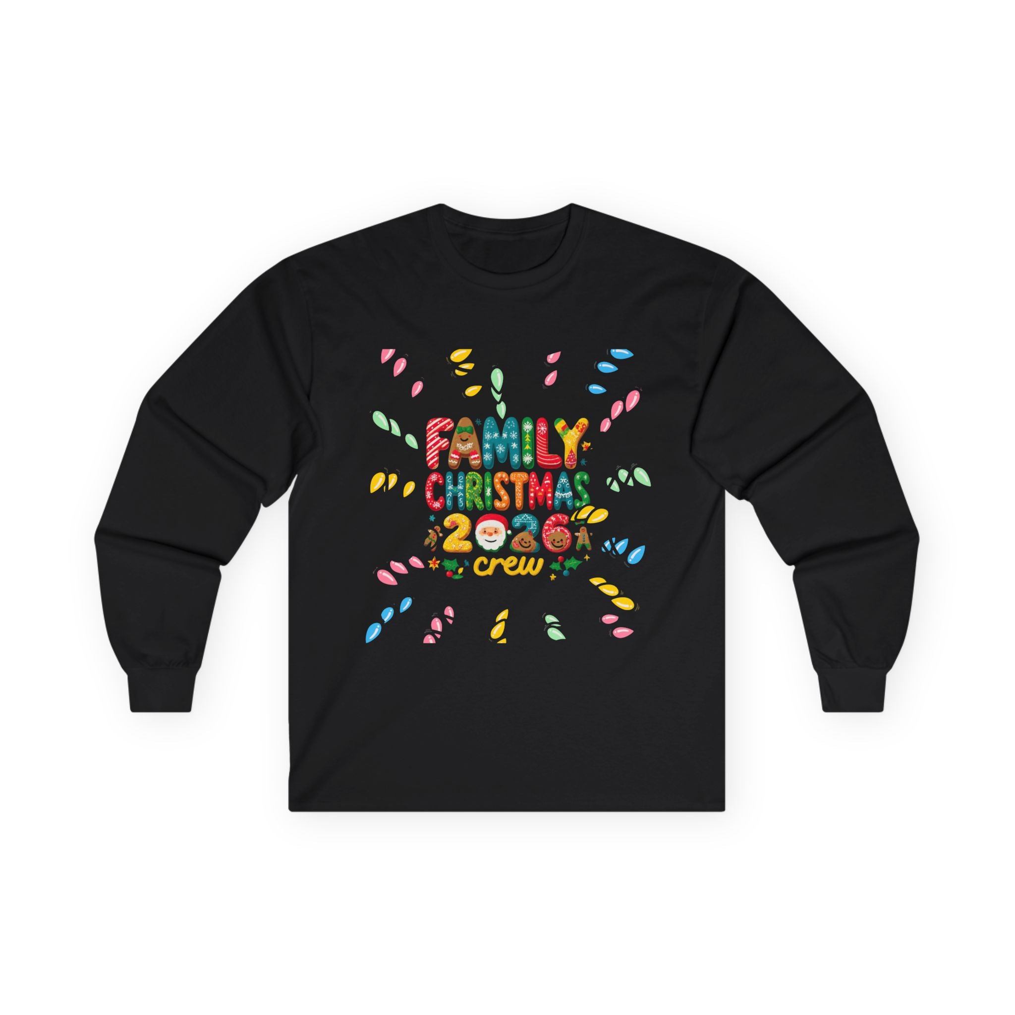 Family Christmas 2026 Long Sleeve Tee — Colorful Holiday Crew Shirt