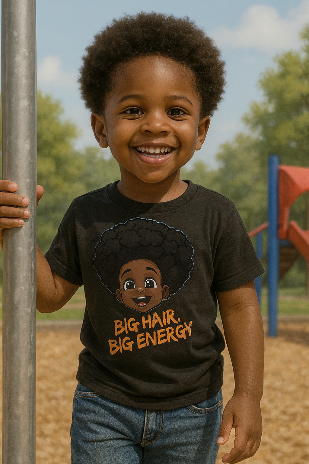 Kids Big Hair Big Energy Tee - Fun Cotton Shirt for Kids, Birthday Gift, Playdate Outfit, Everyday Wear, Black History Month