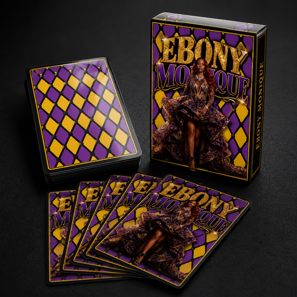 Ebony Monique Poker Playing Cards — Luxury Purple & Gold Deck