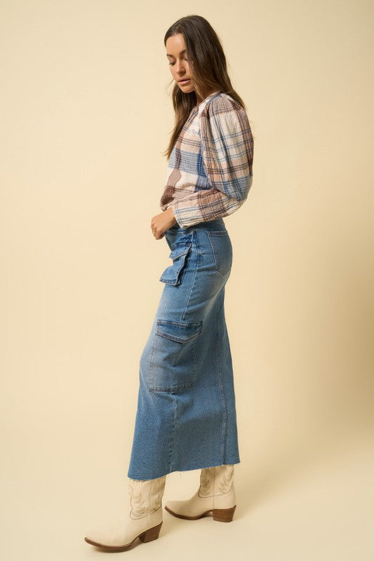 Blue Jean maxi cargo skirt