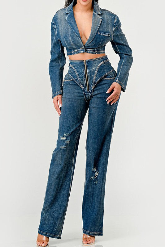 Cool Chick Denim Pant Set - ShopEbonyMonique