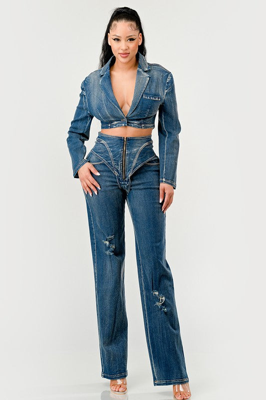 Cool Chick Denim Pant Set - ShopEbonyMonique