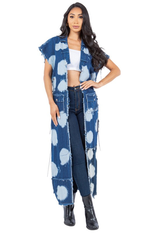 Spotted Women Denim Vest - ShopEbonyMonique