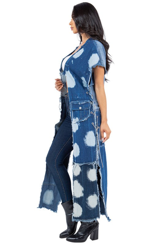 Spotted Women Denim Vest - ShopEbonyMonique