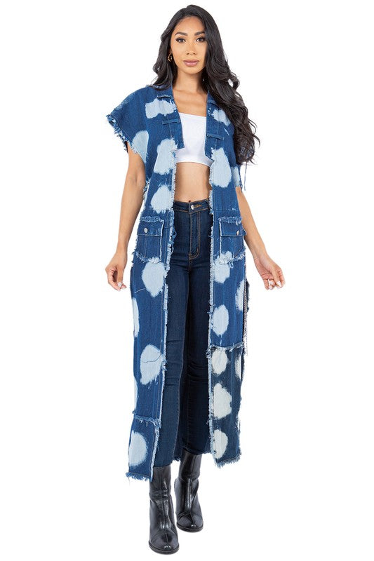 Spotted Women Denim Vest - ShopEbonyMonique