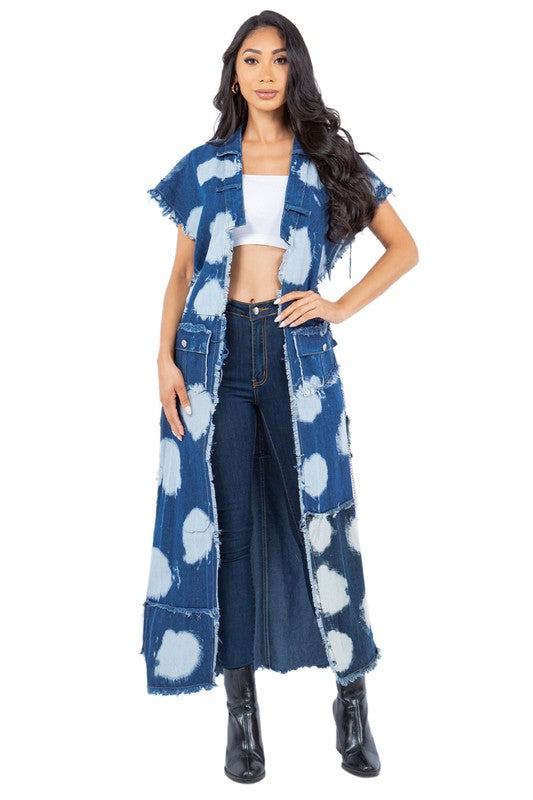 Spotted Women Denim Vest - ShopEbonyMonique