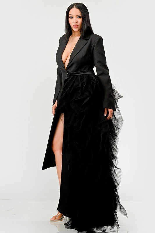 EM Cascade Tuxedo Gown - ShopEbonyMonique