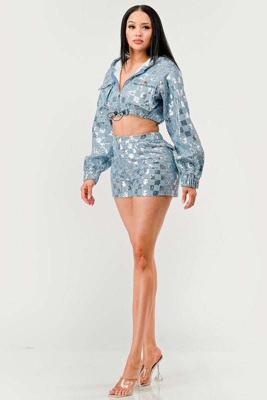 Glitz & Denim Sequin Hoodie Set - ShopEbonyMonique