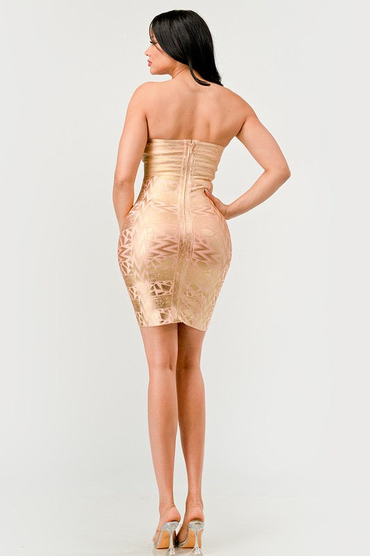 Gilded Glamour Strapless Dress - ShopEbonyMonique