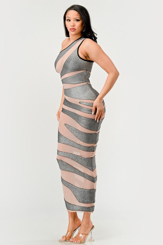 Metallic Bandage Mesh Insert Dress - ShopEbonyMonique