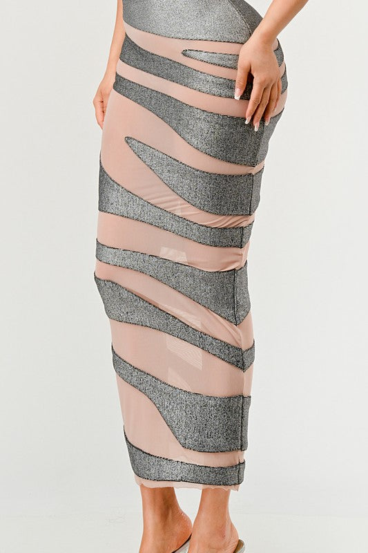 Metallic Bandage Mesh Insert Dress - ShopEbonyMonique