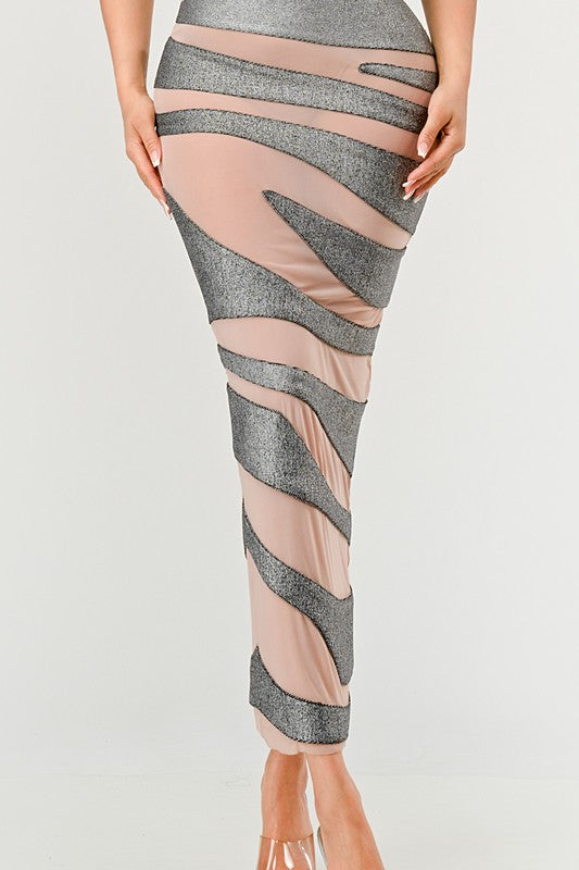 Metallic Bandage Mesh Insert Dress - ShopEbonyMonique