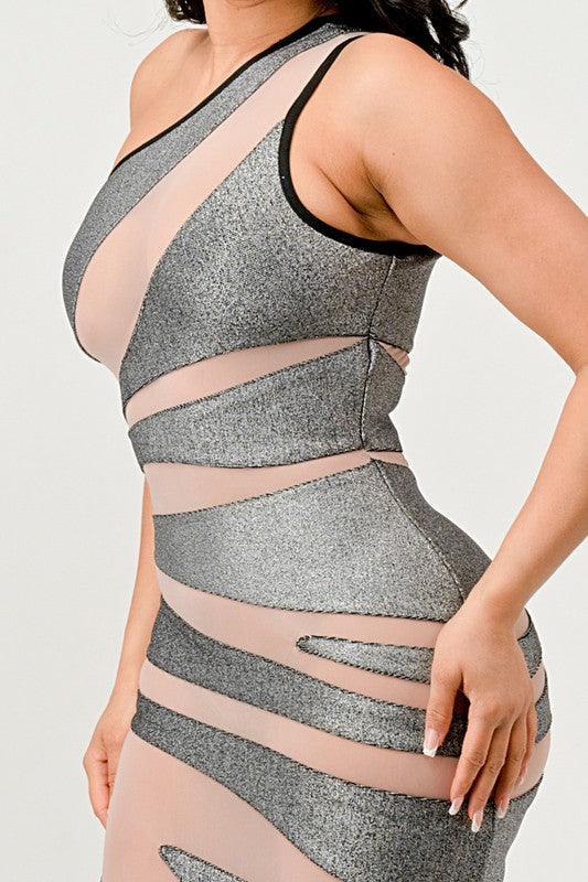 Metallic Bandage Mesh Insert Dress - ShopEbonyMonique