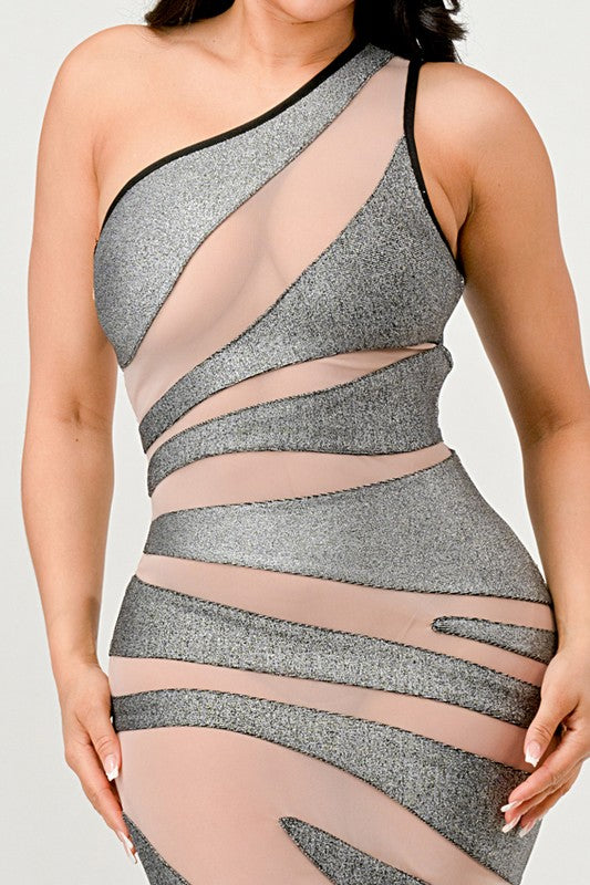 Metallic Bandage Mesh Insert Dress - ShopEbonyMonique